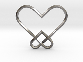 Double Heart Knot Pendant in Processed Stainless Steel 17-4PH (BJT)