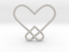 Double Heart Knot Pendant in Natural Full Color Nylon 12 (MJF)