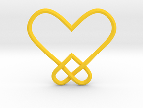 Double Heart Knot Pendant in Yellow Smooth Versatile Plastic