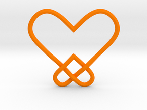 Double Heart Knot Pendant in Orange Smooth Versatile Plastic