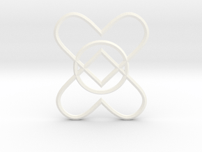 2 Hearts 1 Ring Pendant in White Smooth Versatile Plastic