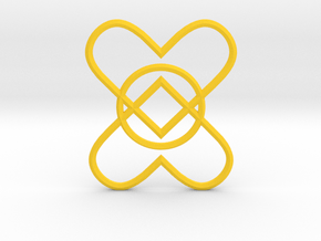 2 Hearts 1 Ring Pendant in Yellow Smooth Versatile Plastic