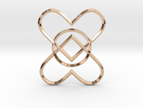 2 Hearts 1 Ring Pendant in 9K Rose Gold 