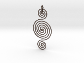 Triple Spiral Pendant in Polished Bronzed-Silver Steel