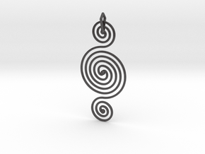 Triple Spiral Pendant in Dark Gray PA12 Glass Beads