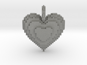 Blocks Heart Pendant in Gray PA12 Glass Beads
