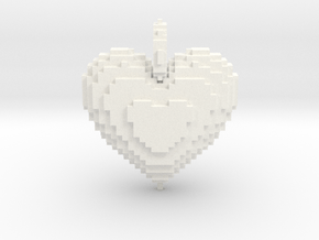 Blocks Heart Pendant in White Smooth Versatile Plastic