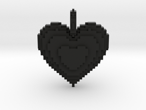 Blocks Heart Pendant in Black Smooth Versatile Plastic