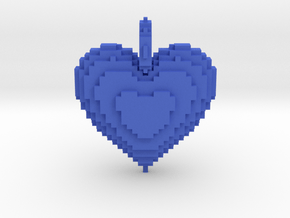 Blocks Heart Pendant in Blue Smooth Versatile Plastic