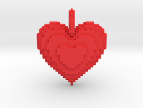 Blocks Heart Pendant in Red Smooth Versatile Plastic