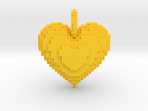 Blocks Heart Pendant in Yellow Smooth Versatile Plastic