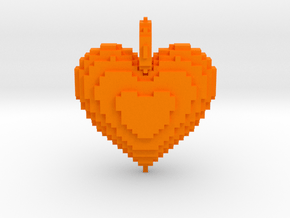 Blocks Heart Pendant in Orange Smooth Versatile Plastic