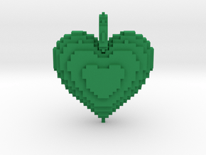 Blocks Heart Pendant in Green Smooth Versatile Plastic