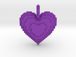 Blocks Heart Pendant in Purple Smooth Versatile Plastic