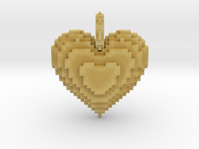 Blocks Heart Pendant in Tan Fine Detail Plastic