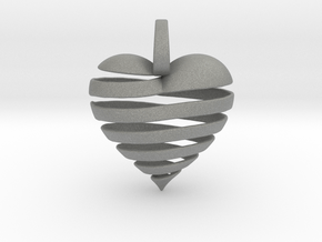 Ribbon Heart Pendant in Gray PA12 Glass Beads