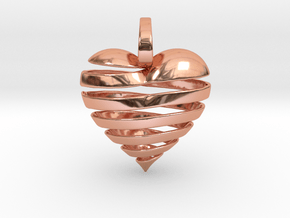 Ribbon Heart Pendant in Polished Copper