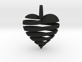 Ribbon Heart Pendant in Black Smooth Versatile Plastic
