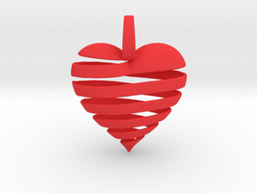 Ribbon Heart Pendant in Red Smooth Versatile Plastic