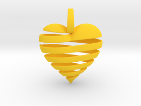Ribbon Heart Pendant in Yellow Smooth Versatile Plastic