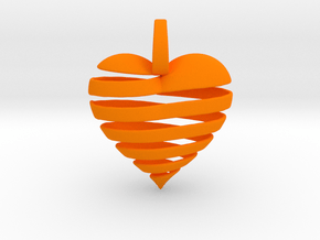 Ribbon Heart Pendant in Orange Smooth Versatile Plastic