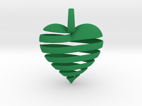 Ribbon Heart Pendant in Green Smooth Versatile Plastic