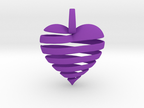 Ribbon Heart Pendant in Purple Smooth Versatile Plastic