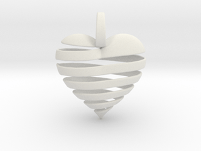 Ribbon Heart Pendant in White Natural TPE (SLS)