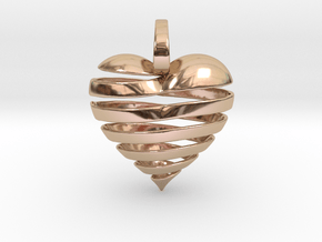 Ribbon Heart Pendant in 9K Rose Gold 