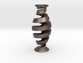 Spiral Vase in Polished Bronzed-Silver Steel