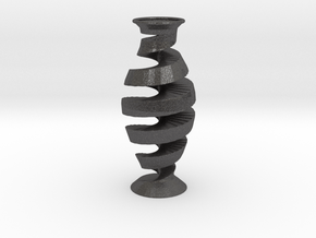 Spiral Vase in Dark Gray PA12 Glass Beads