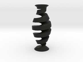 Spiral Vase in Black Natural TPE (SLS)
