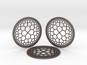 Hyperbolic T.Coasters  in Polished Bronzed-Silver Steel