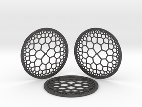 Hyperbolic T.Coasters  in Dark Gray PA12 Glass Beads