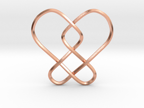 2 Hearts Knot Pendant in Natural Copper