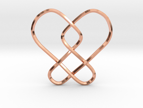 2 Hearts Knot Pendant in Polished Copper