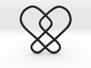 2 Hearts Knot Pendant in Black Smooth Versatile Plastic