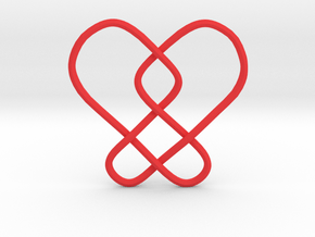 2 Hearts Knot Pendant in Red Smooth Versatile Plastic