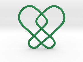 2 Hearts Knot Pendant in Green Smooth Versatile Plastic