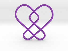 2 Hearts Knot Pendant in Purple Smooth Versatile Plastic