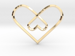 2 Hearts Knot Pendant in 14K Yellow Gold