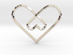 2 Hearts Knot Pendant in Rhodium Plated Brass