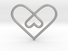 2 Hearts Knot Pendant in Aluminum