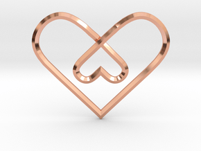 2 Hearts Knot Pendant in Polished Copper
