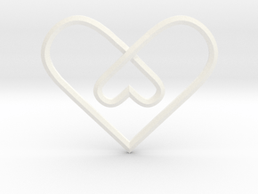 2 Hearts Knot Pendant in White Smooth Versatile Plastic
