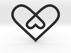 2 Hearts Knot Pendant in Black Smooth Versatile Plastic