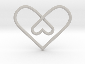 2 Hearts Knot Pendant in Natural Full Color Nylon 12 (MJF)