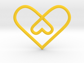 2 Hearts Knot Pendant in Yellow Smooth Versatile Plastic