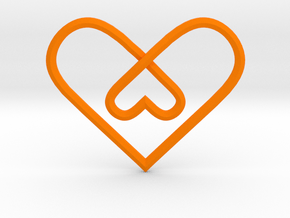 2 Hearts Knot Pendant in Orange Smooth Versatile Plastic