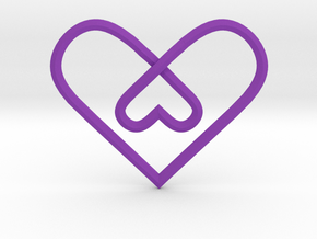 2 Hearts Knot Pendant in Purple Smooth Versatile Plastic